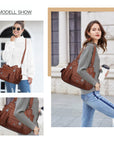Soft PU Multi-Pocket Shoulder Purse with Crossbody Strap