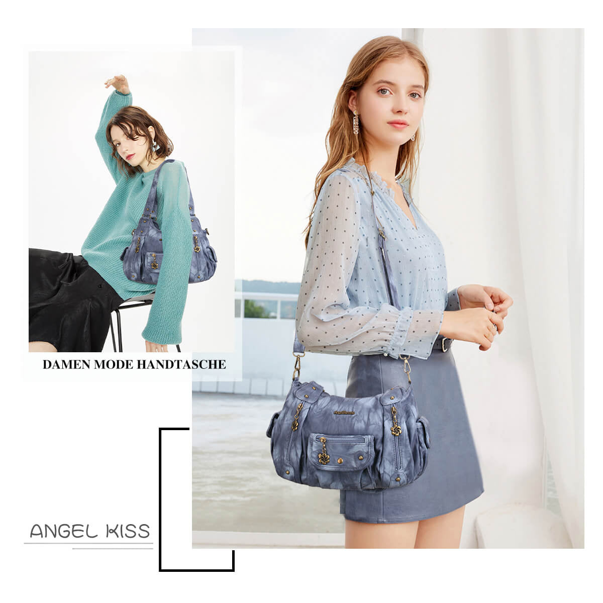 Tie-Dye Multi-Zip Hobo Shoulder Crossbody Bag