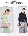Women's waterproof solid color vintage Hobo shoulder bag and tote-Angelkiss Bag