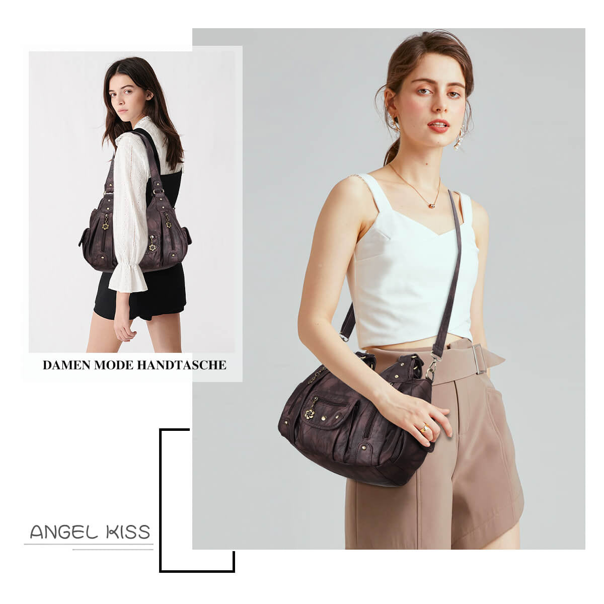 Tie-Dye Multi-Zip Hobo Shoulder Crossbody Bag