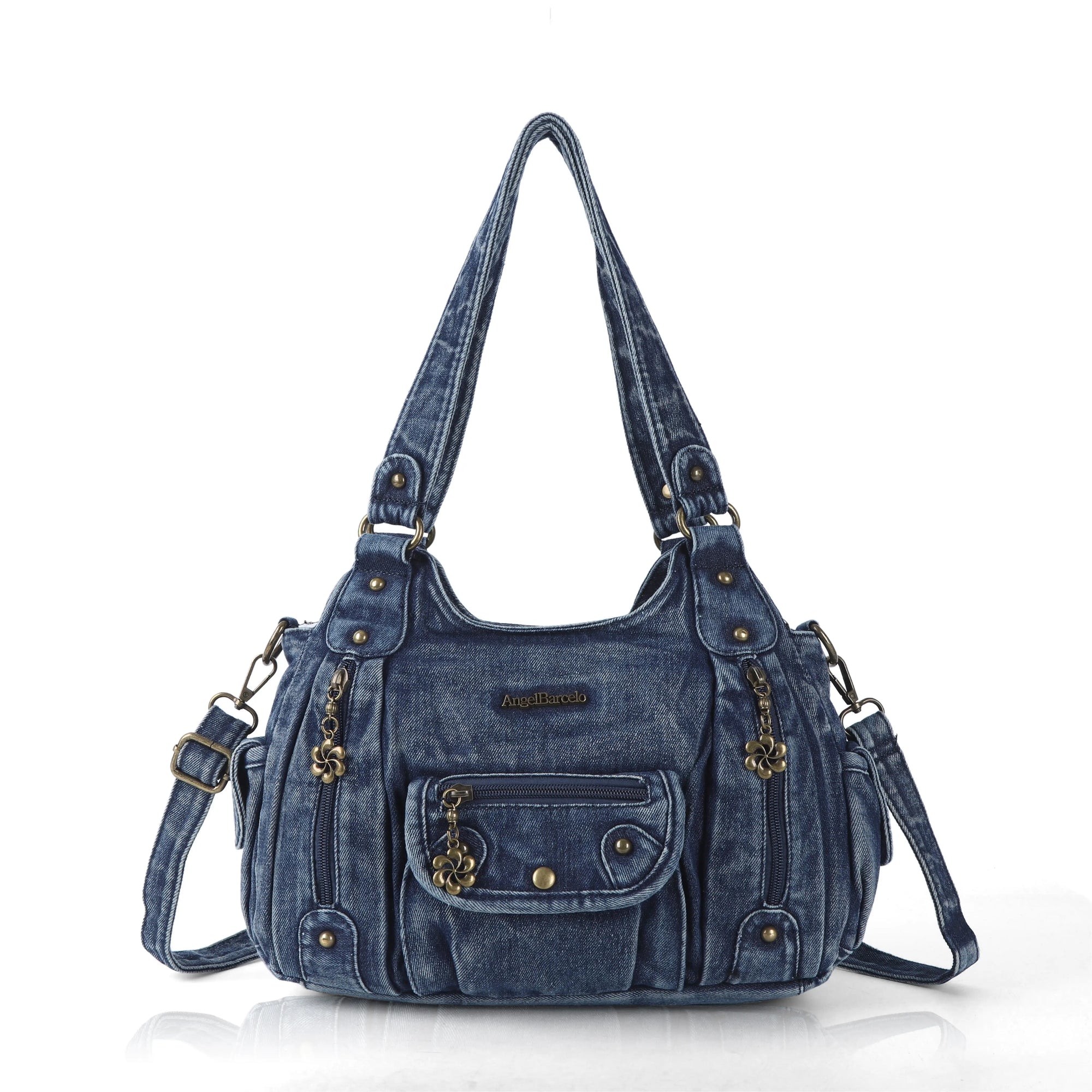 Soft PU Multi-Pocket Shoulder Purse with Crossbody Strap