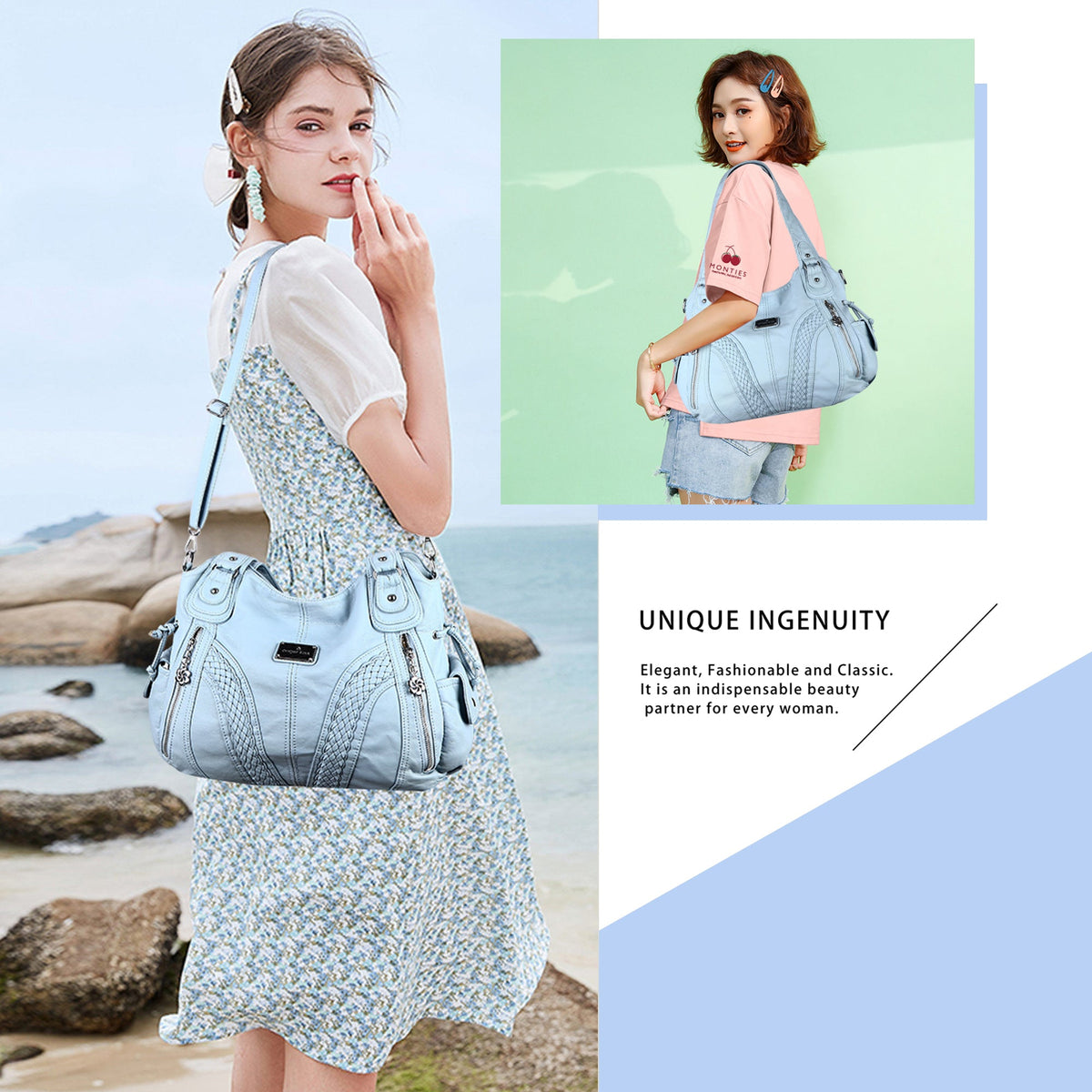 washed roomy Daily women Waterproof unique hobo handbag-Angelkiss Bag
