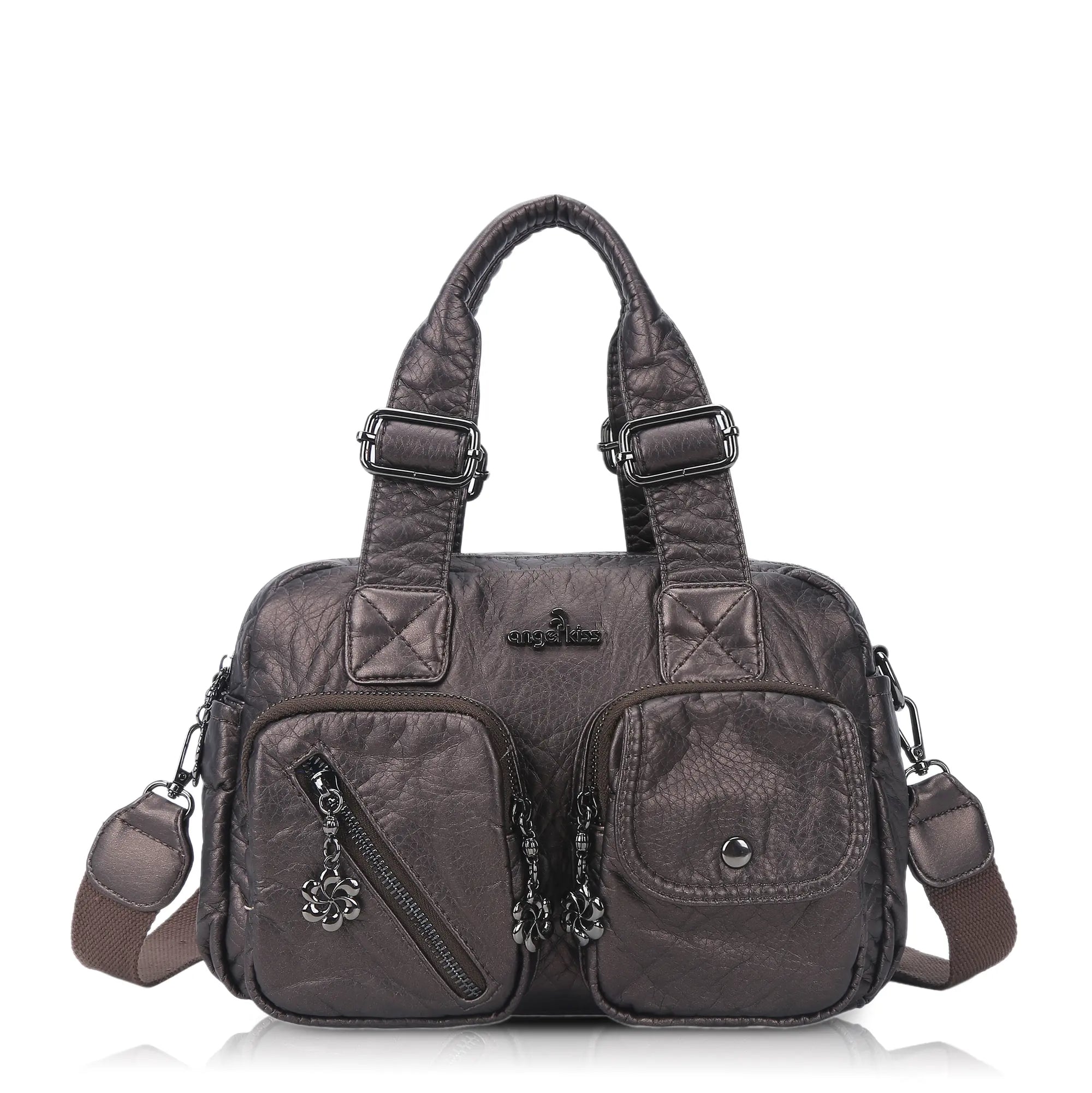 Small Multi-Pocket Satchel Bag with Adjustable Crossbody Strap