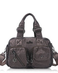 Small Multi-Pocket Satchel Bag with Adjustable Crossbody Strap