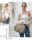 Soft PU Multi-Pocket Shoulder Purse with Crossbody Strap