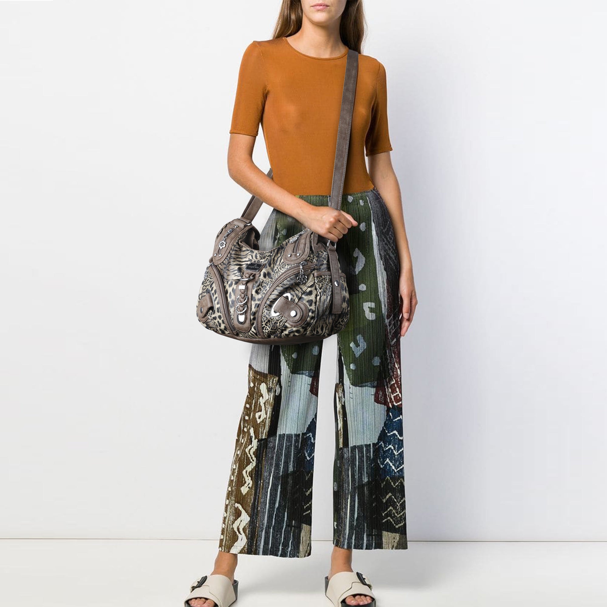 Hobo Leopard print Shoulder  Handbag-Angelkiss Bag