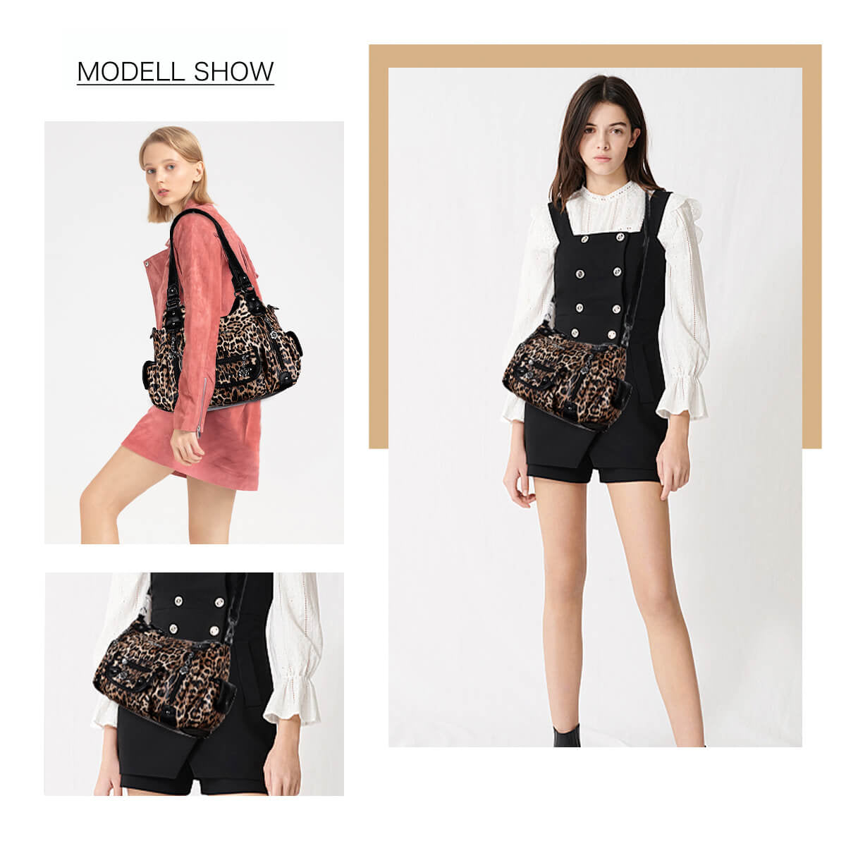 East-West Multi-Pocket PU Hobo Shoulder Bag