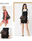 East-West Multi-Pocket PU Hobo Shoulder Bag