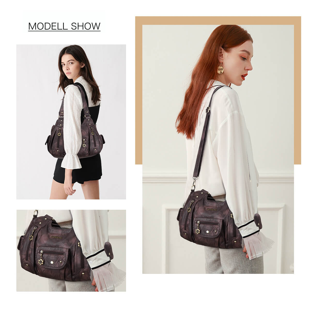 Tie-Dye Multi-Zip Hobo Shoulder Crossbody Bag
