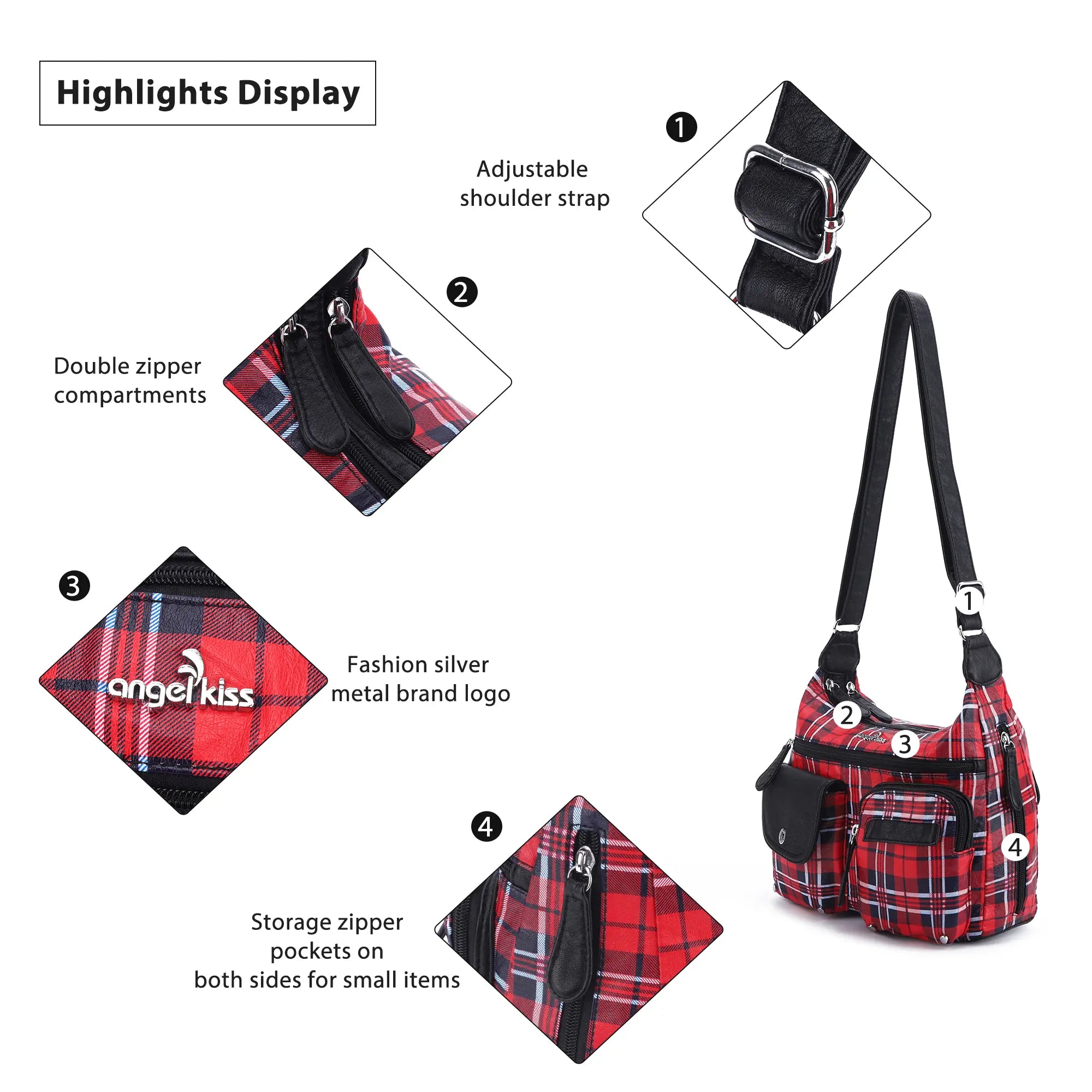East West Plaid Crossbody Bag with Wallet