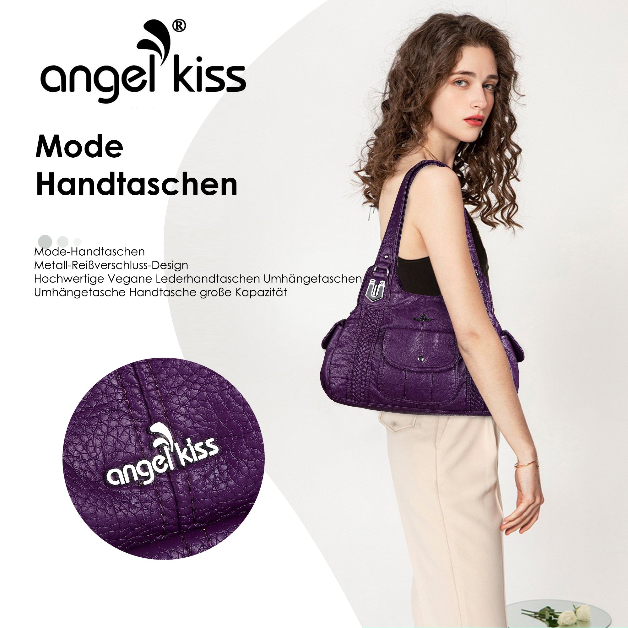Soft Vegan Leather Woven Shoulder Bag for Women – Angel Kiss