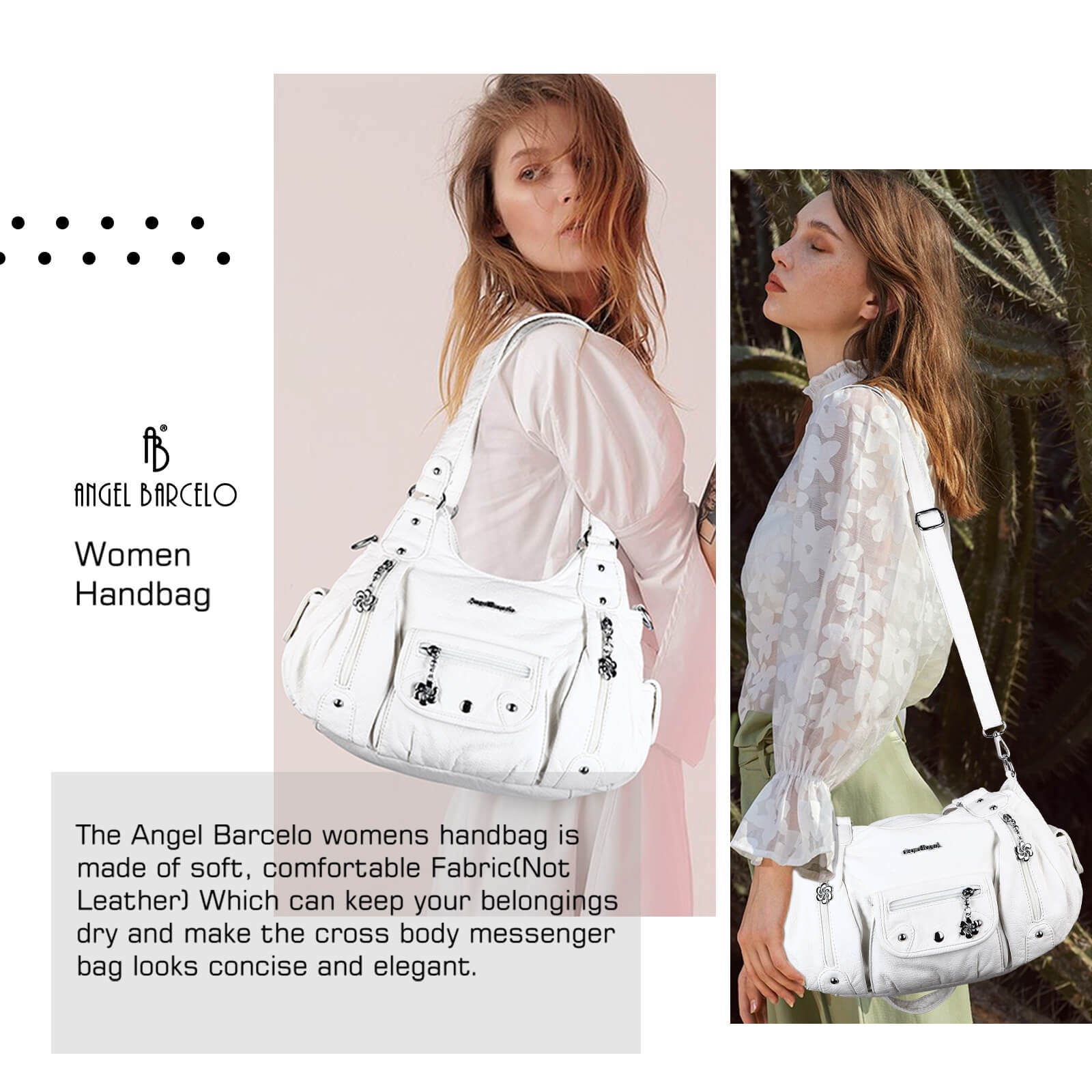 Soft PU Multi-Pocket Shoulder Purse with Crossbody Strap
