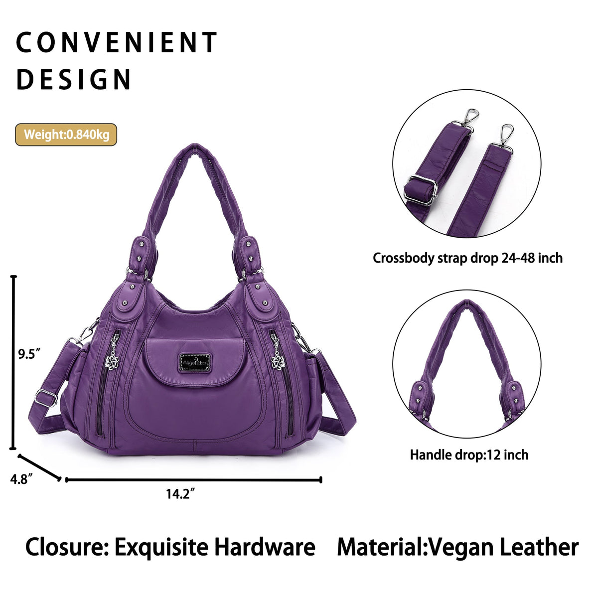 Women  handbag with High Quality Washed PU Multi Purpose tote bag-Angelkiss Bag