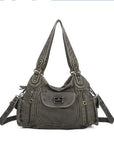Vegan Leather Shoulder Hobo Purse with Multi-Pocket