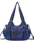 Soft PU Multi-Pocket Shoulder Purse with Crossbody Strap