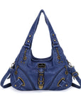 Solid Color Convertible Shoulder Bag with Zip Compartments