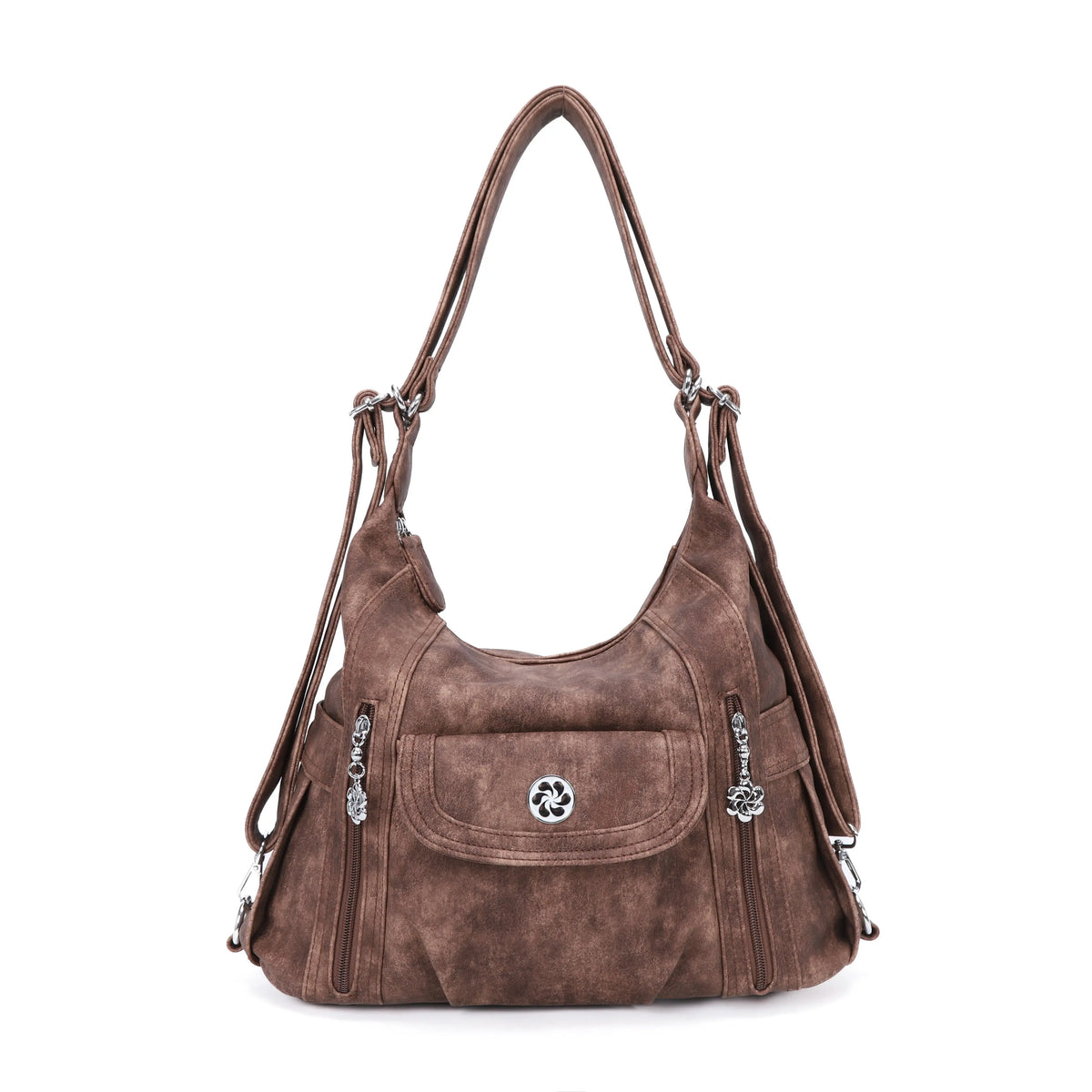 Washed Slouchy Crossbody Bag with Front Pocket