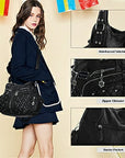 Women Large capacity hobo  Handbag Washed PU Leather-Angelkiss Bag