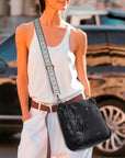 Geometric Woven Strap Crossbody | Vintage Flat Messenger Bag