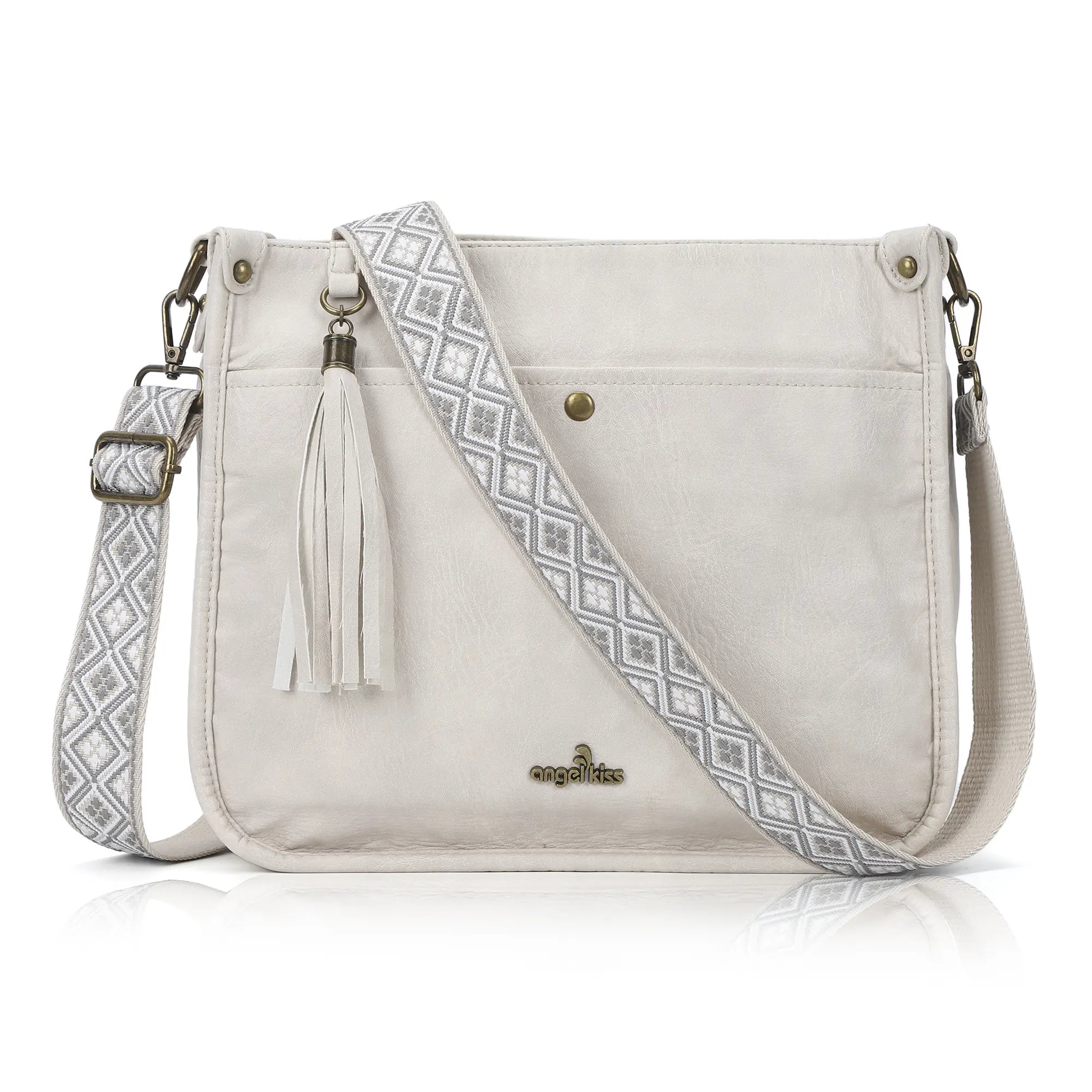 Geometric Woven Strap Crossbody | Vintage Flat Messenger Bag