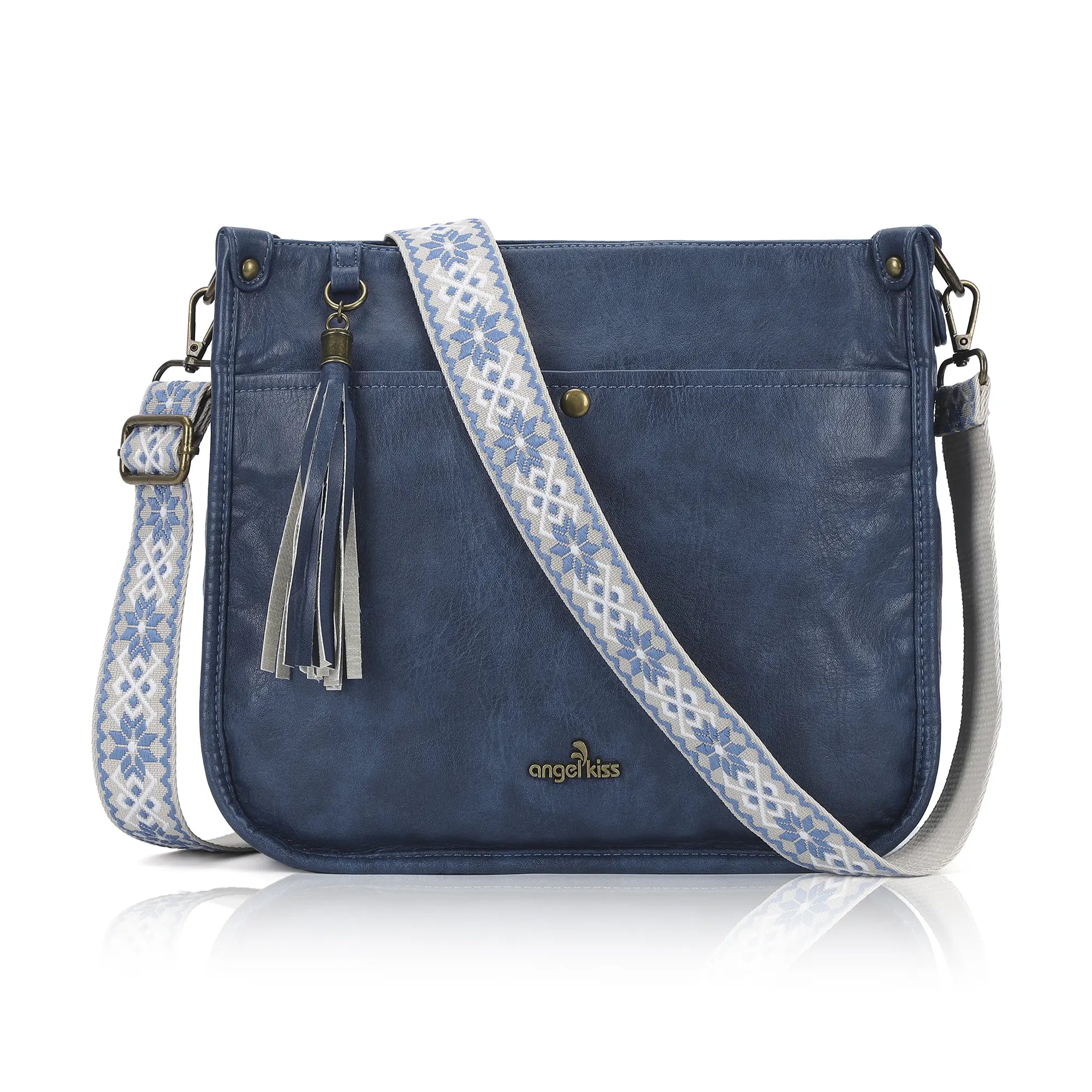 Geometric Woven Strap Crossbody | Vintage Flat Messenger Bag