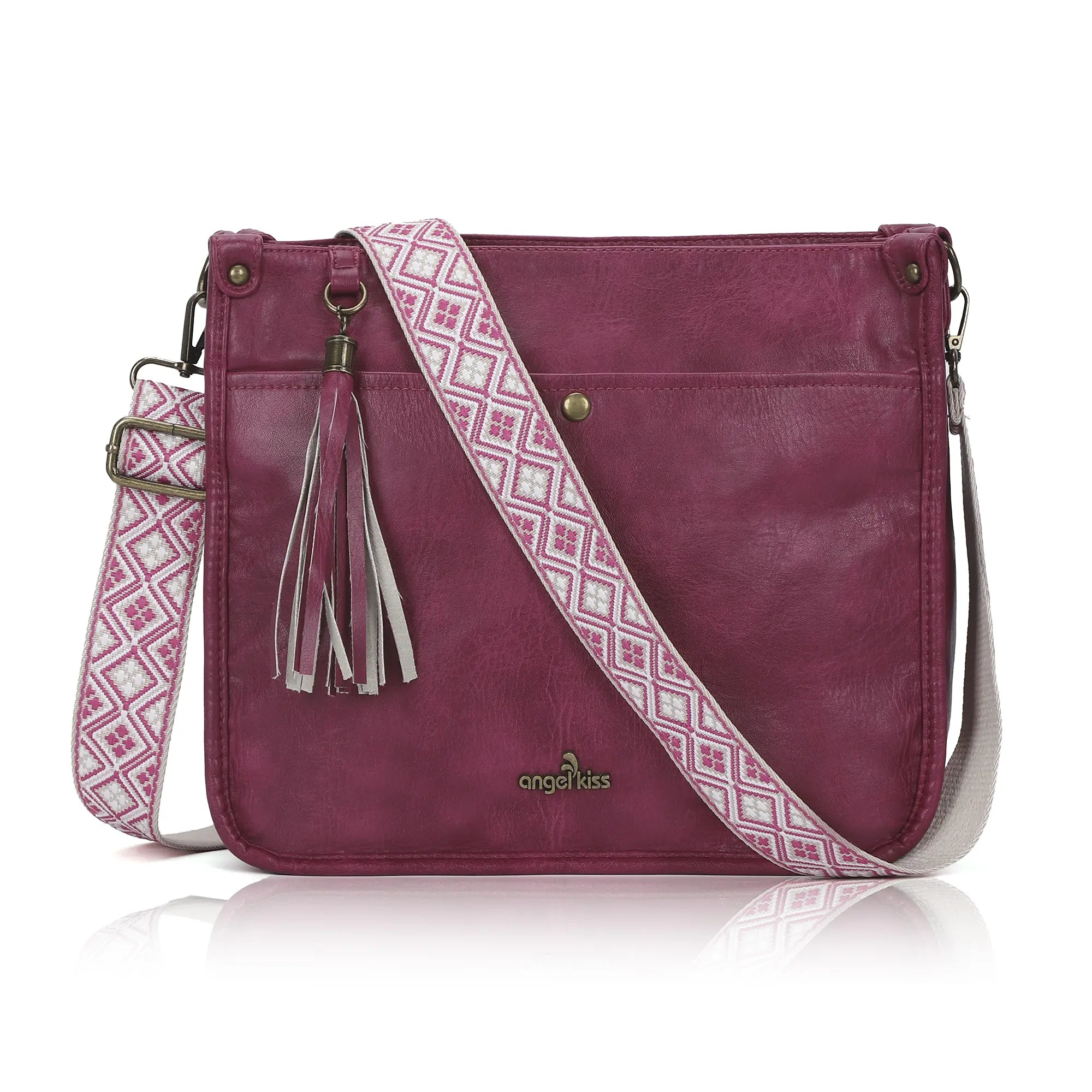 Geometric Woven Strap Crossbody | Vintage Flat Messenger Bag