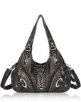 Solid Color Convertible Shoulder Bag with Zip Compartments