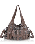 Women’s Large Leopard Print Multi-Pocket Hobo Shoulder Bag