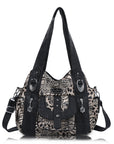 Women’s Large Leopard Print Multi-Pocket Hobo Shoulder Bag