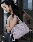 Multi Pocket Top Handle Handbag – Retro Floral Print Crossbody Shoulder Purse