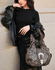 Y2K Leopard Print Studded Large Satchel Bag