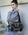 Women’s Large Leopard Print Multi-Pocket Hobo Shoulder Bag