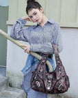 Cloud-Inspired Tie-Dye Large Hobo Shoulder Bag