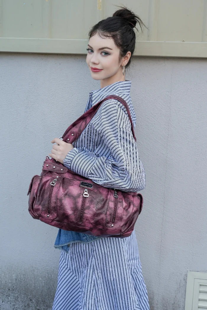 PU Leather Tie-Dye Hobo Shoulder Bag for Women