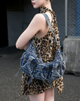 Small Y2K Biker Hobo Shoulder Bag with Fringe