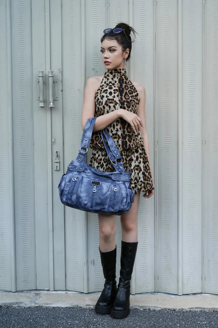 PU Leather Tie-Dye Hobo Shoulder Bag for Women