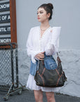 Vintage Studded Hobo Bag – Washed PU Leather Shoulder Purse