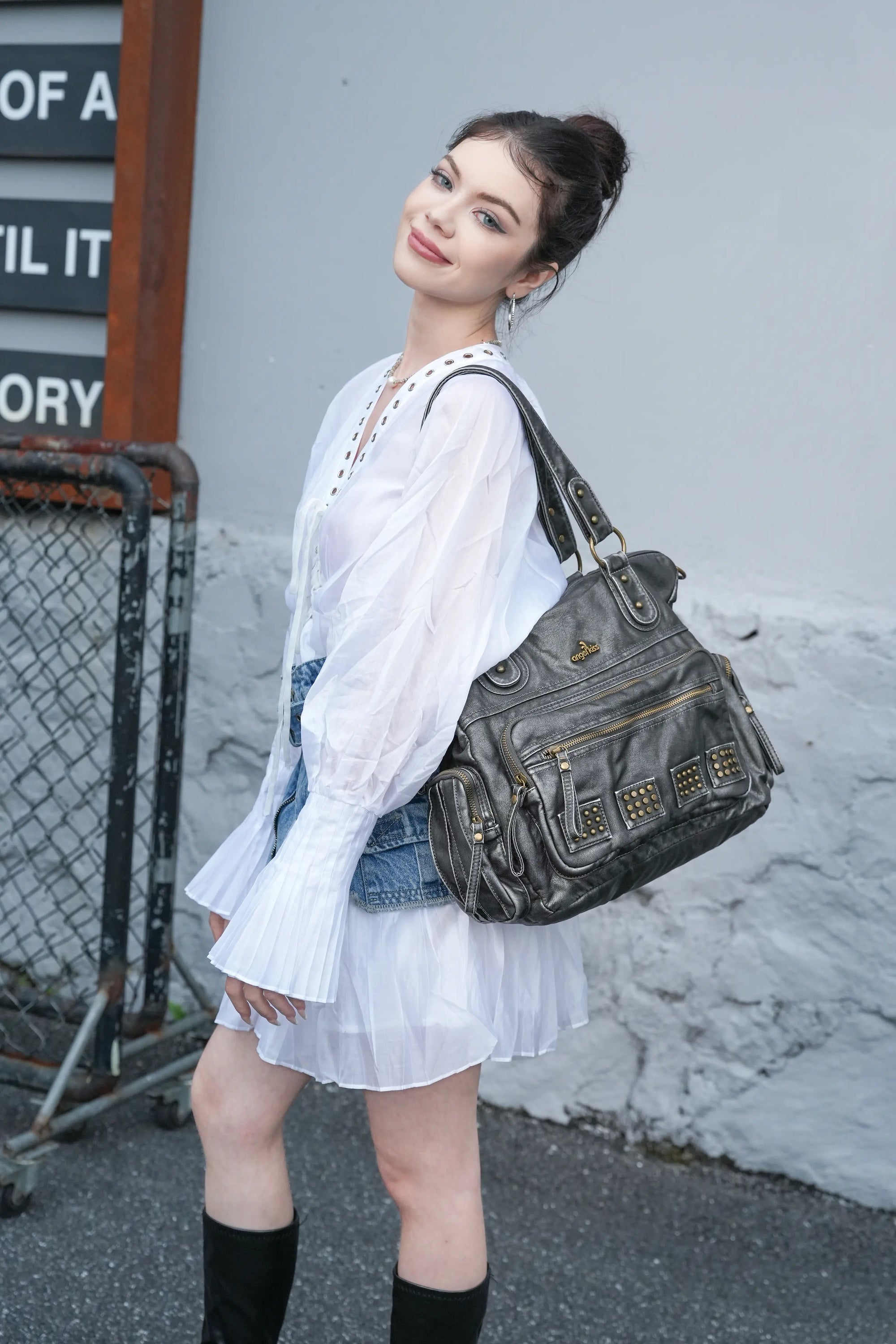 Oversized Slouchy Multi Pocket Tote Bag with Adjustable Strap