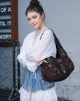 Leopard Print Crescent Shoulder Purse with Top Zip