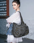 Hobo Purses Vegan Leather Retro Metal Studs Y2K Designer Bags for Women