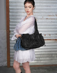 Slouchy Hobo Shoulder Bag for Women – Washed Faux Leather Crossbody Purse