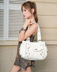 Vintage Washed Slouchy Hobo - Studded Multi-Pocket Crossbody