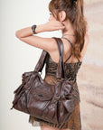 Studded Slouchy Hobo Shoulder Bag with Side-Tie Details