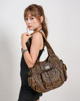 Large Multi-Pocket Convertible Hobo Bag