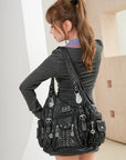 Studded Utility Carryall Shoulder Bag