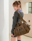 Studded Utility Carryall Shoulder Bag