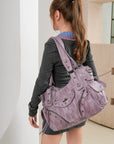 Studded Slouchy Hobo Shoulder Bag with Side-Tie Details
