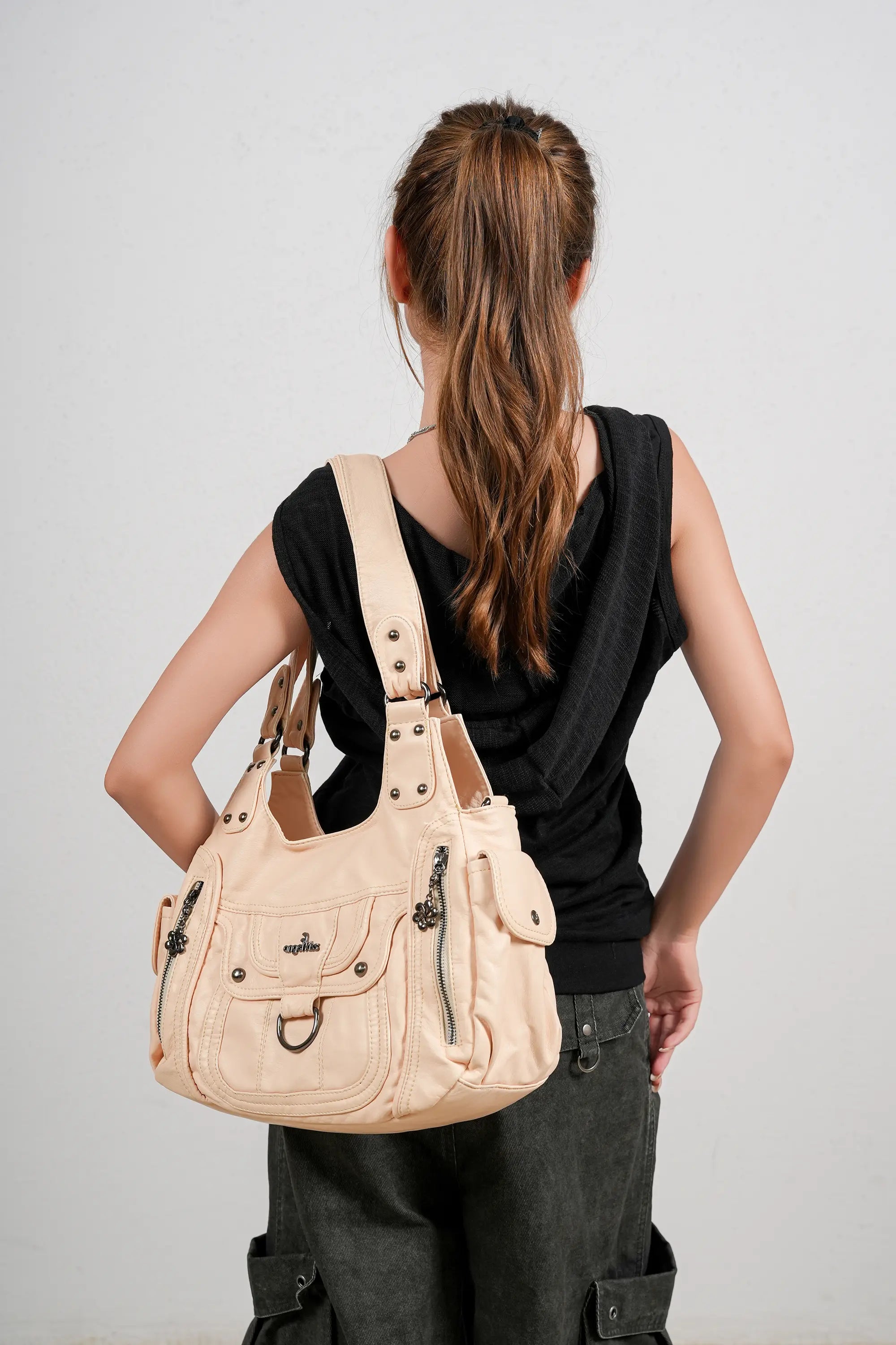 Large Multi Pocket Hobo Purse for Women with Adjustable Strap
