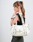 Vintage Washed Slouchy Hobo - Studded Multi-Pocket Crossbody