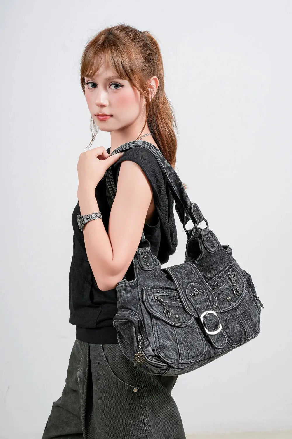 Large Braided Multi-Pocket Hobo Shoulder Bag with Crossbody Strap